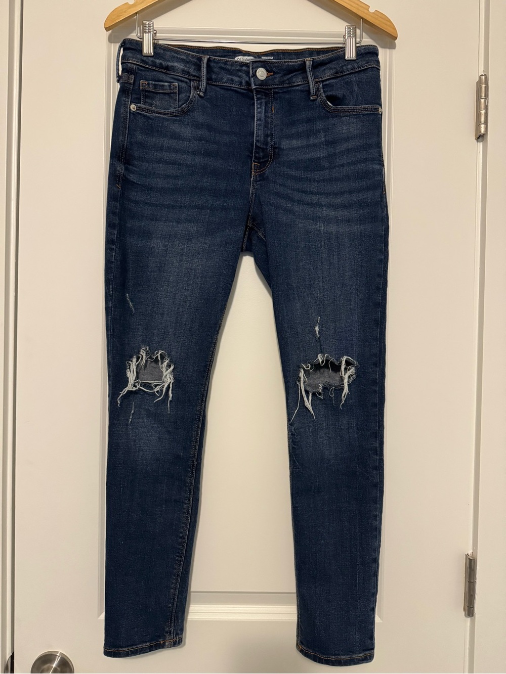 Old Navy Dark Blue Women's Rockstar Skinny Jeans with Knee Distress